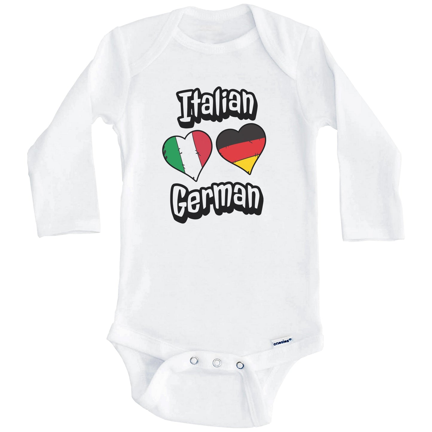 Italian German Flag Heart Combo Italy Germany Baby Bodysuit (Long Sleeves)