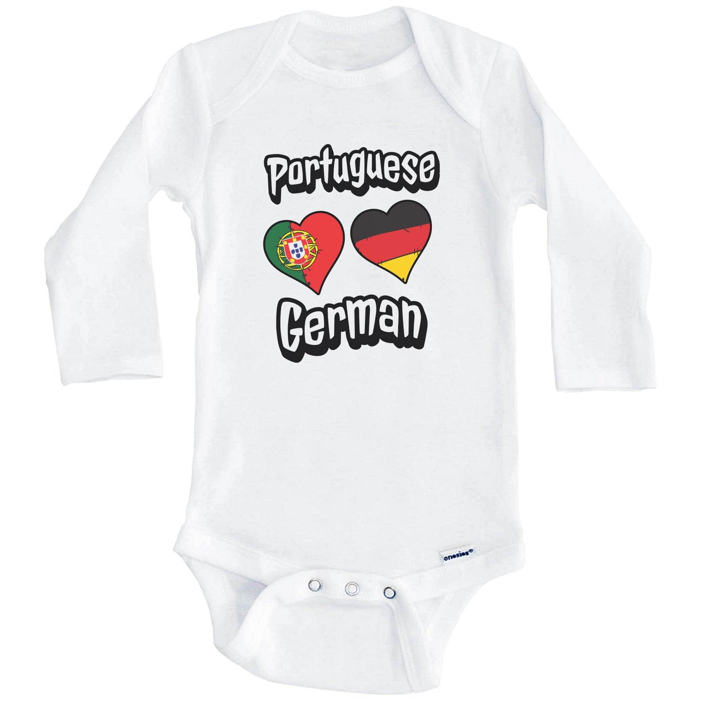 Portuguese German Flag Heart Combo Portugal Germany Baby Bodysuit (Long Sleeves)