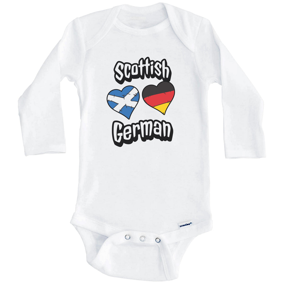 Scottish German Flag Heart Combo Scotland Germany Baby Bodysuit (Long Sleeves)