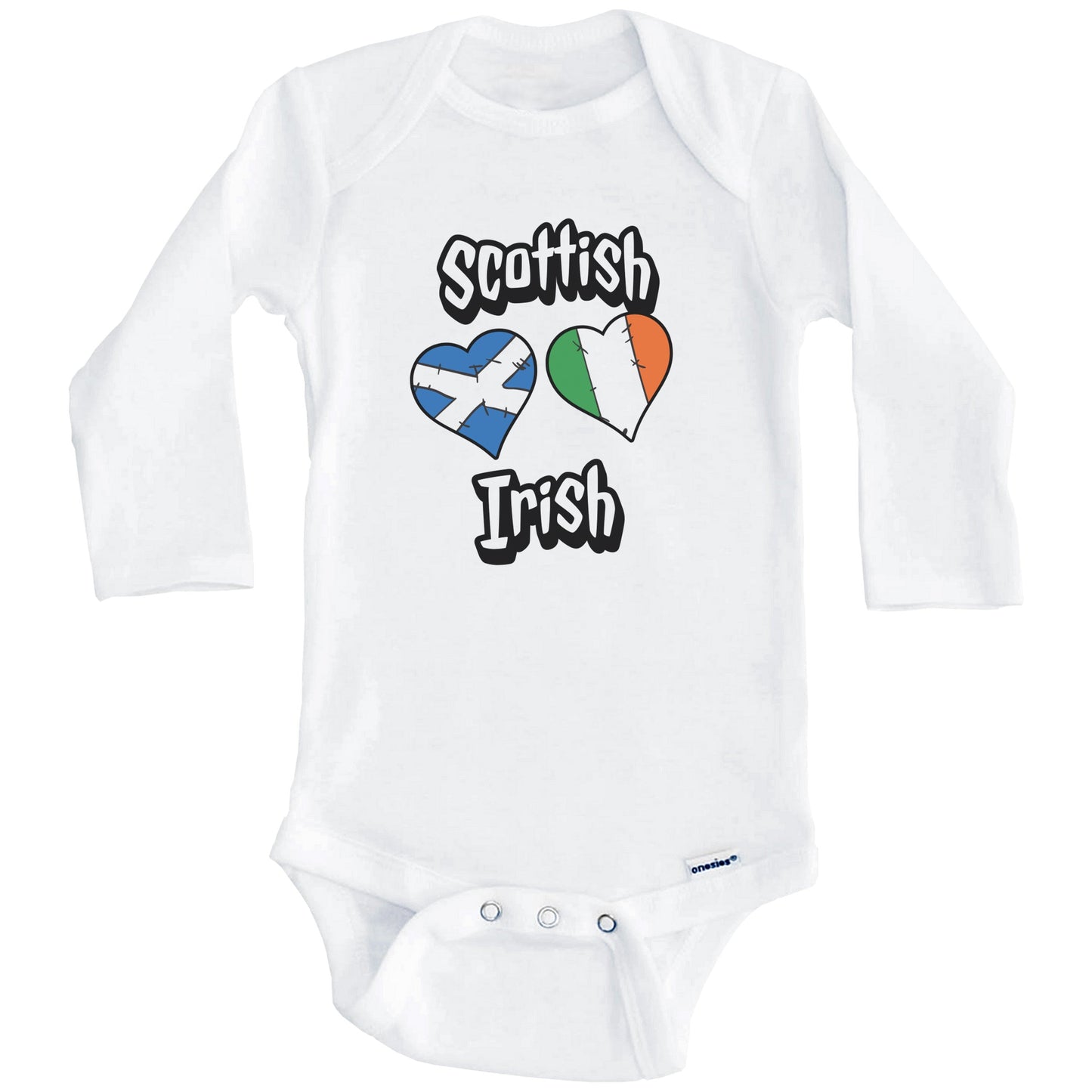 Scottish Irish Flag Heart Combo Scotland Ireland Baby Bodysuit (Long Sleeves)