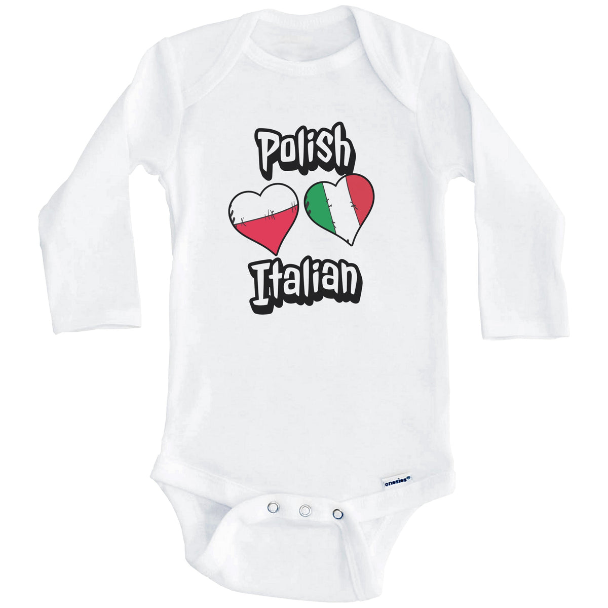 Polish Italian Flag Heart Combo Poland Italy Baby Bodysuit (Long Sleeves)