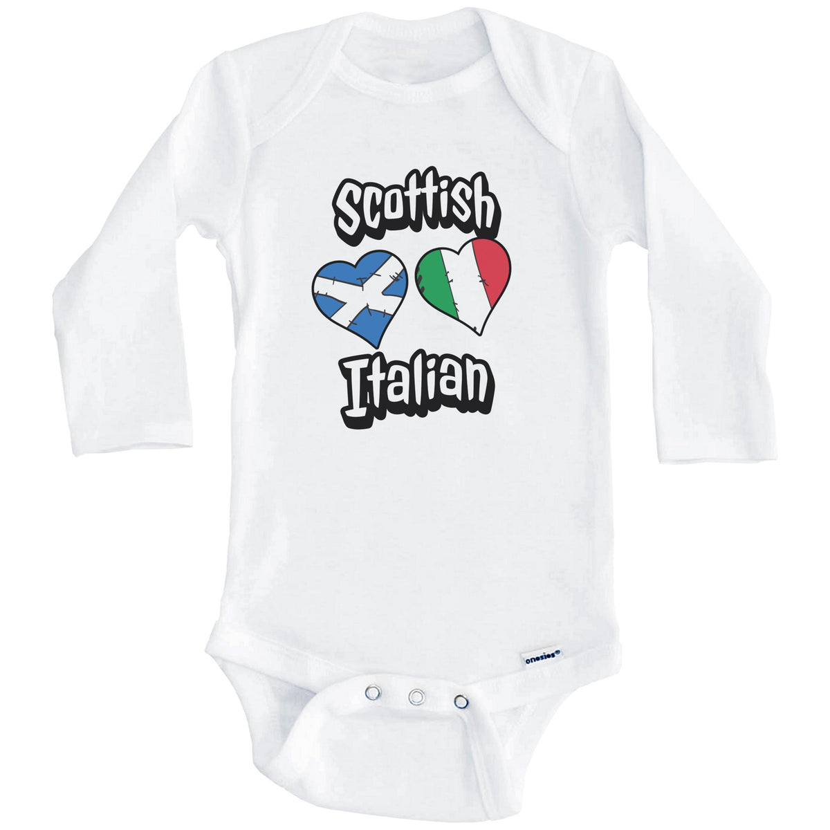 Scottish Italian Flag Heart Combo Scotland Italy Baby Bodysuit (Long Sleeves)