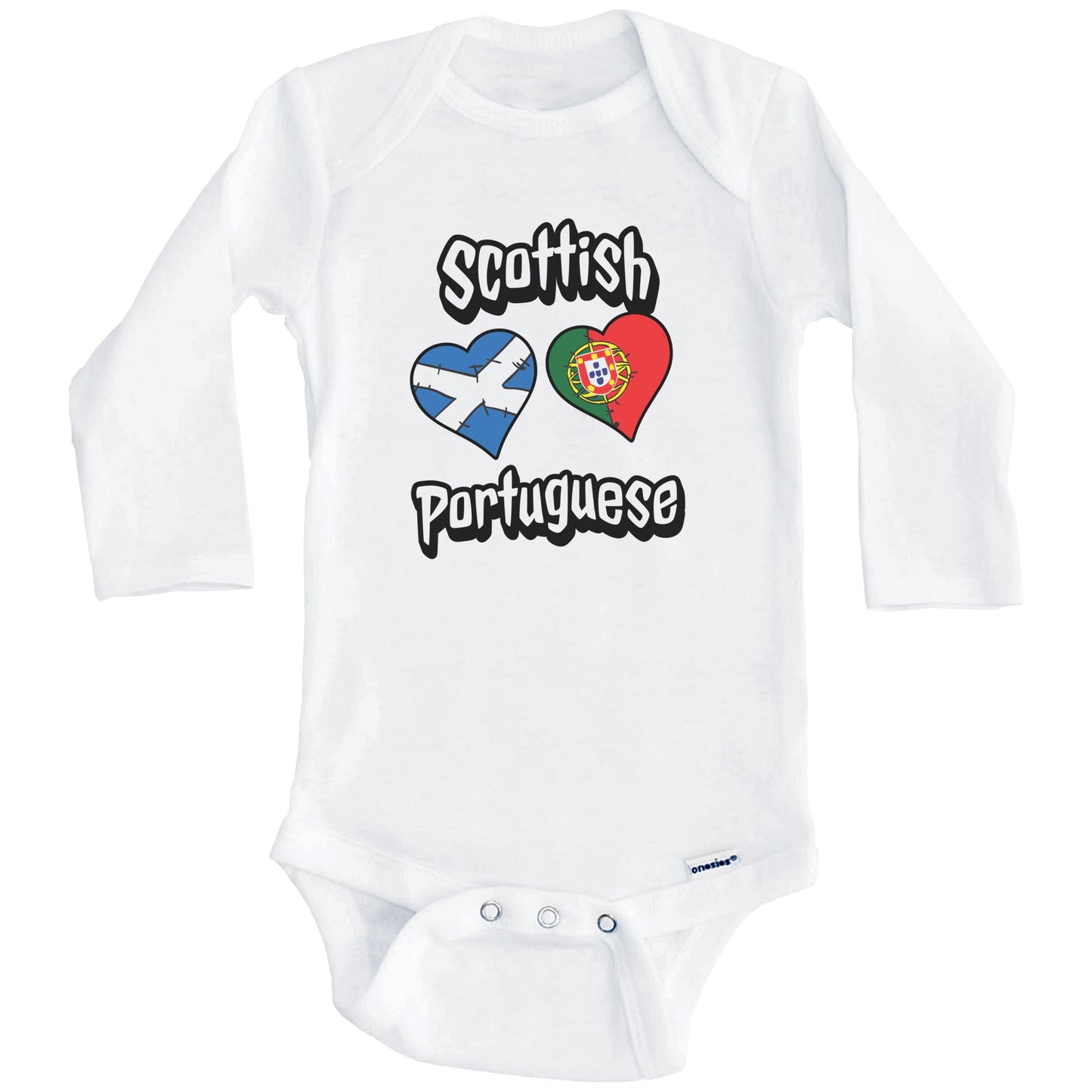 Scottish Portuguese Flag Heart Combo Scotland Portugal Baby Bodysuit (Long Sleeves)