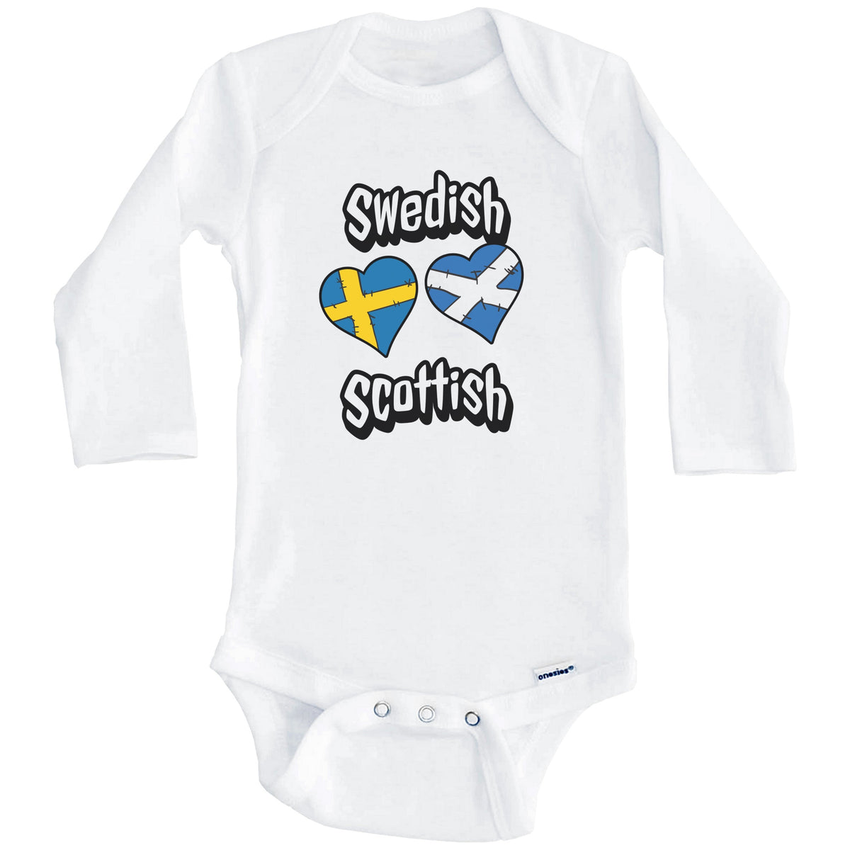 Swedish Scottish Flag Heart Combo Sweden Scotland Baby Bodysuit (Long Sleeves)
