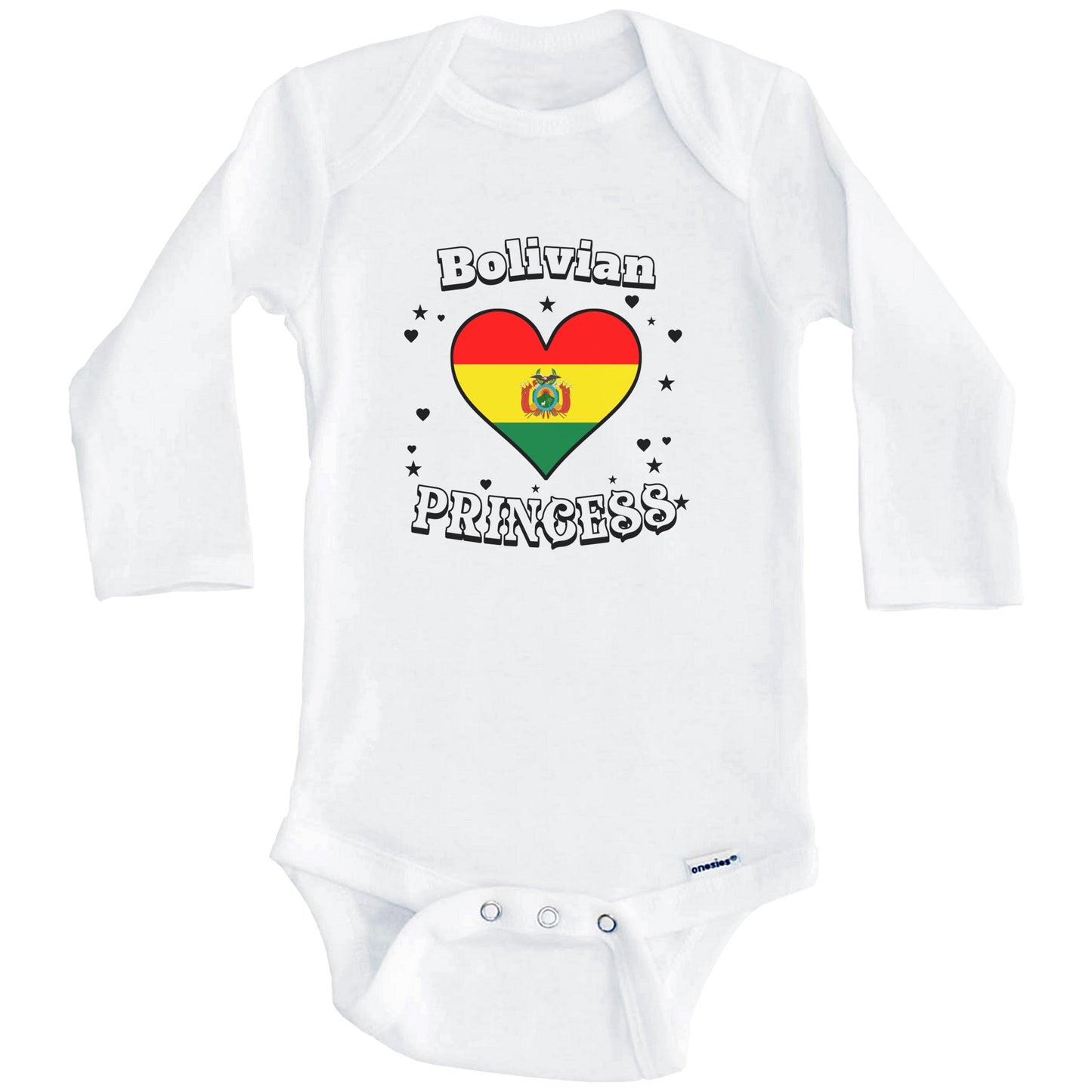 Bolivian Princess Bolivia Flag Heart Baby Girl Bodysuit (Long Sleeves)