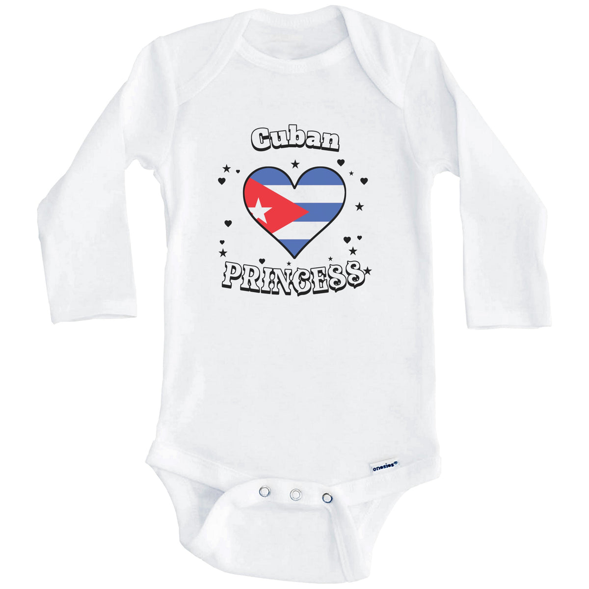 Cuban Princess Cuba Flag Heart Baby Girl Bodysuit (Long Sleeves)