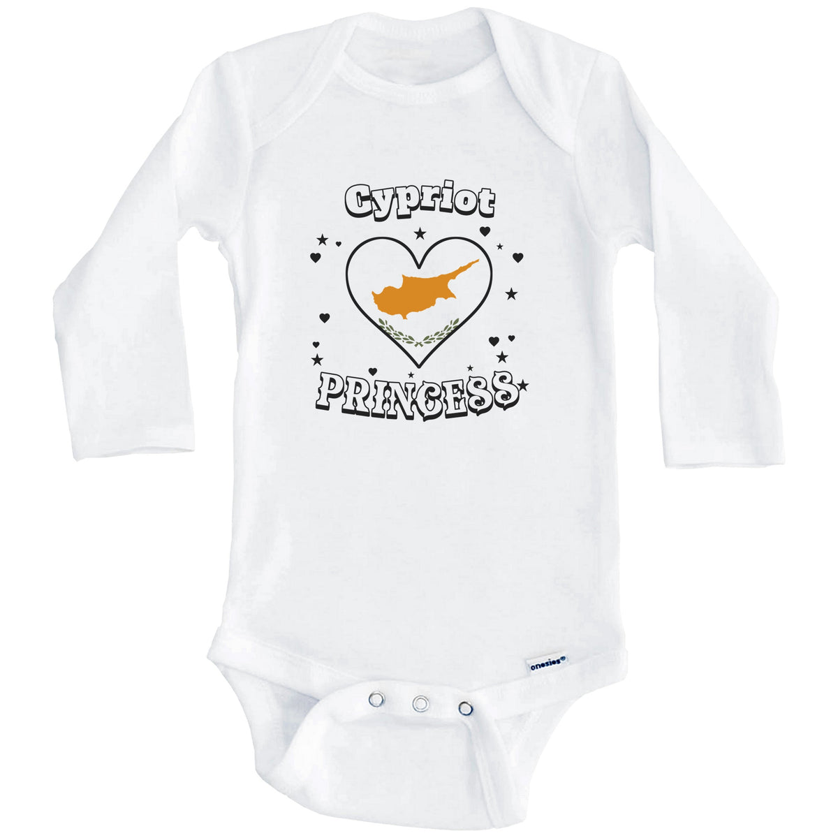 Cypriot Princess Cyprus Flag Heart Baby Girl Bodysuit (Long Sleeves)