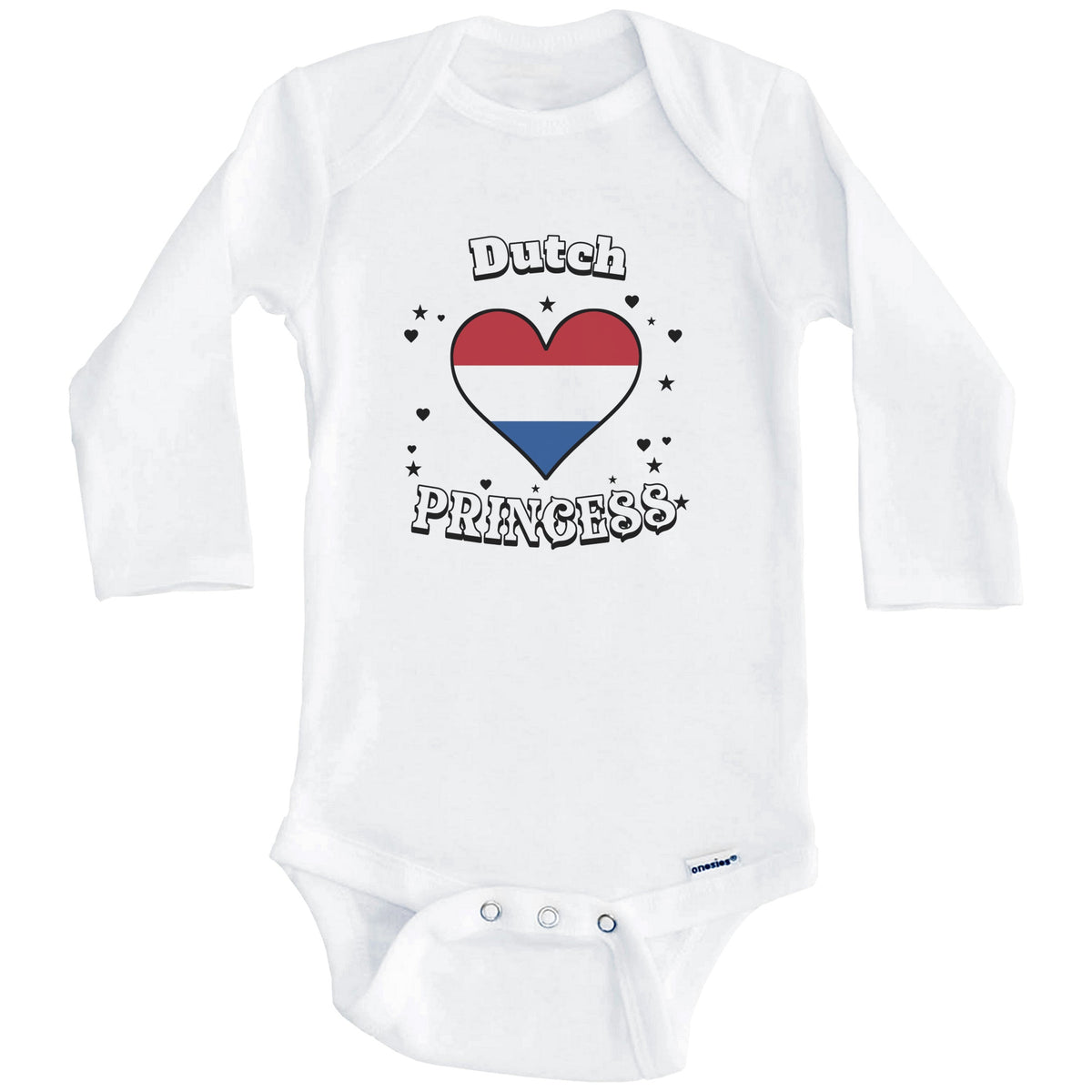 Dutch Princess Netherlands Flag Heart Baby Girl Bodysuit (Long Sleeves)