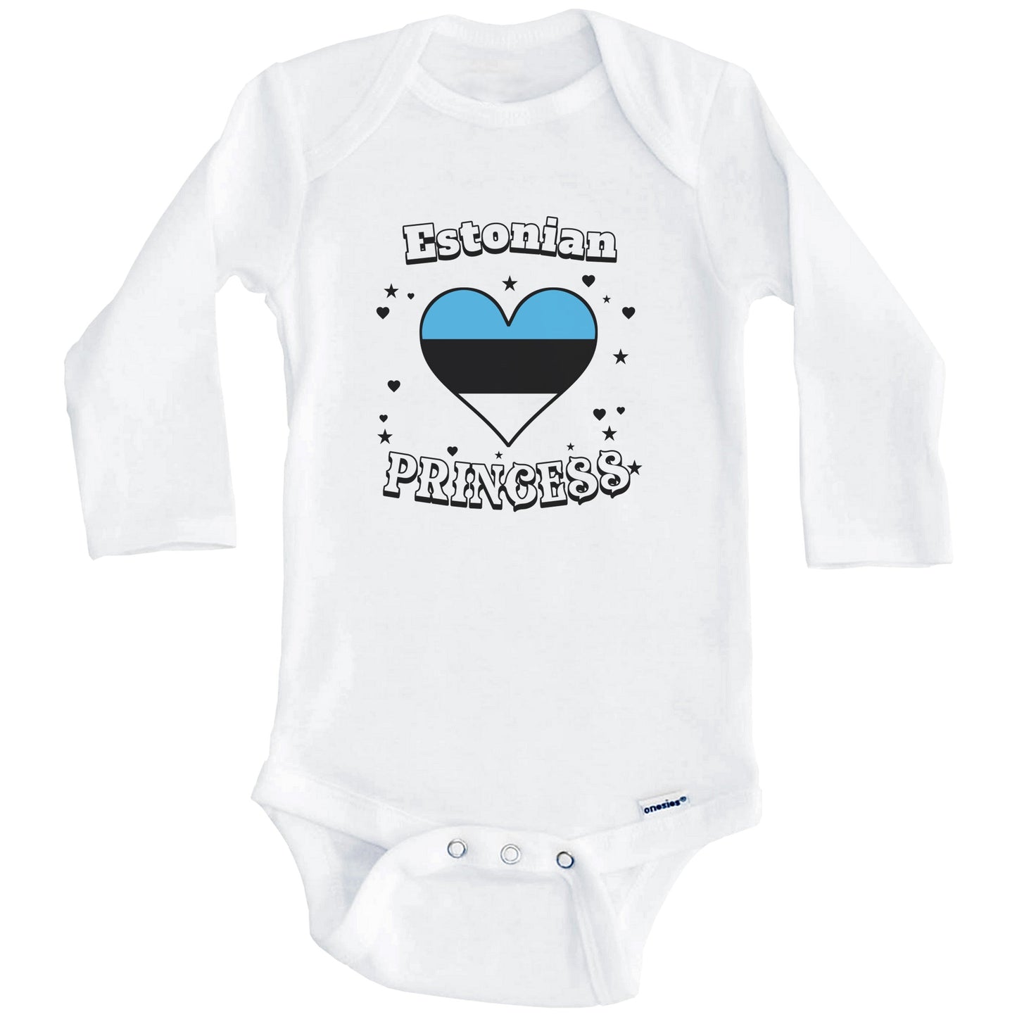 Estonian Princess Estonia Flag Heart Baby Girl Bodysuit (Long Sleeves)