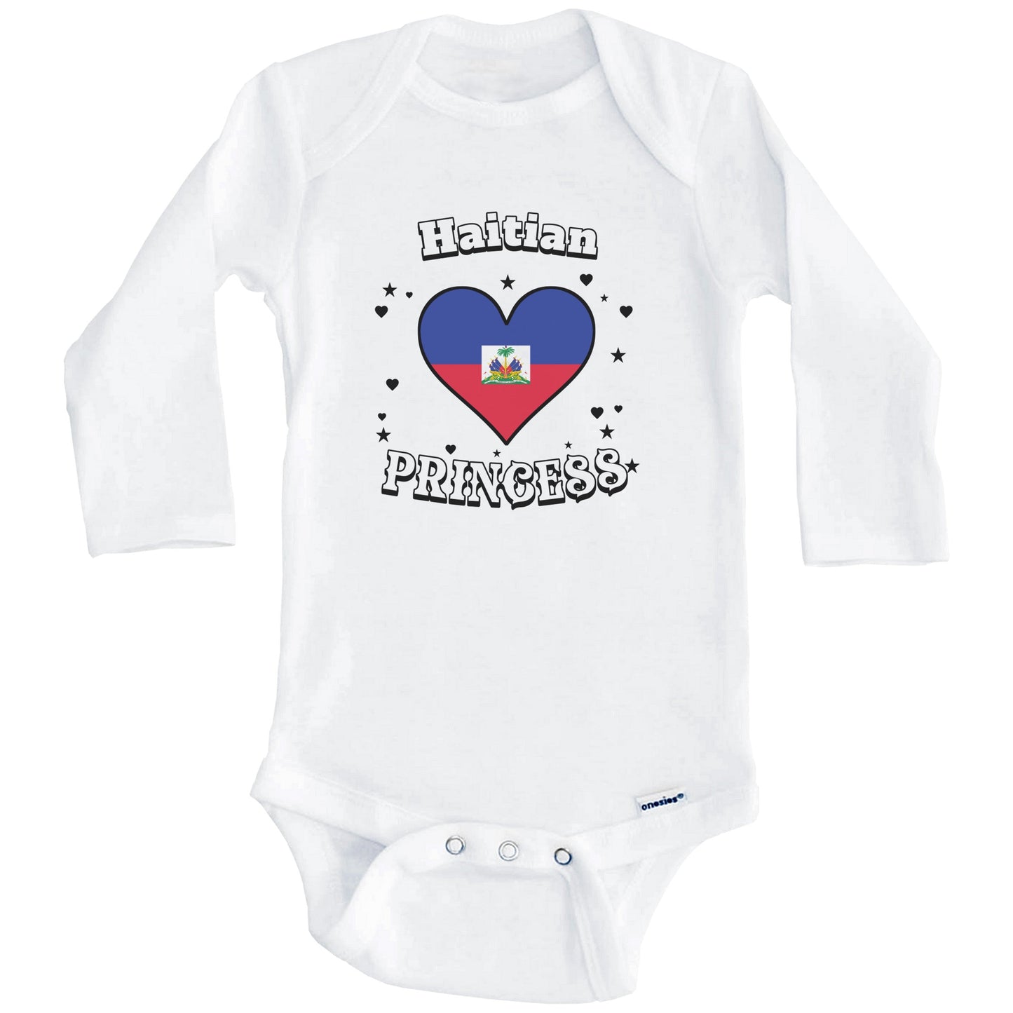 Haitian Princess Haiti Flag Heart Baby Girl Bodysuit (Long Sleeves)