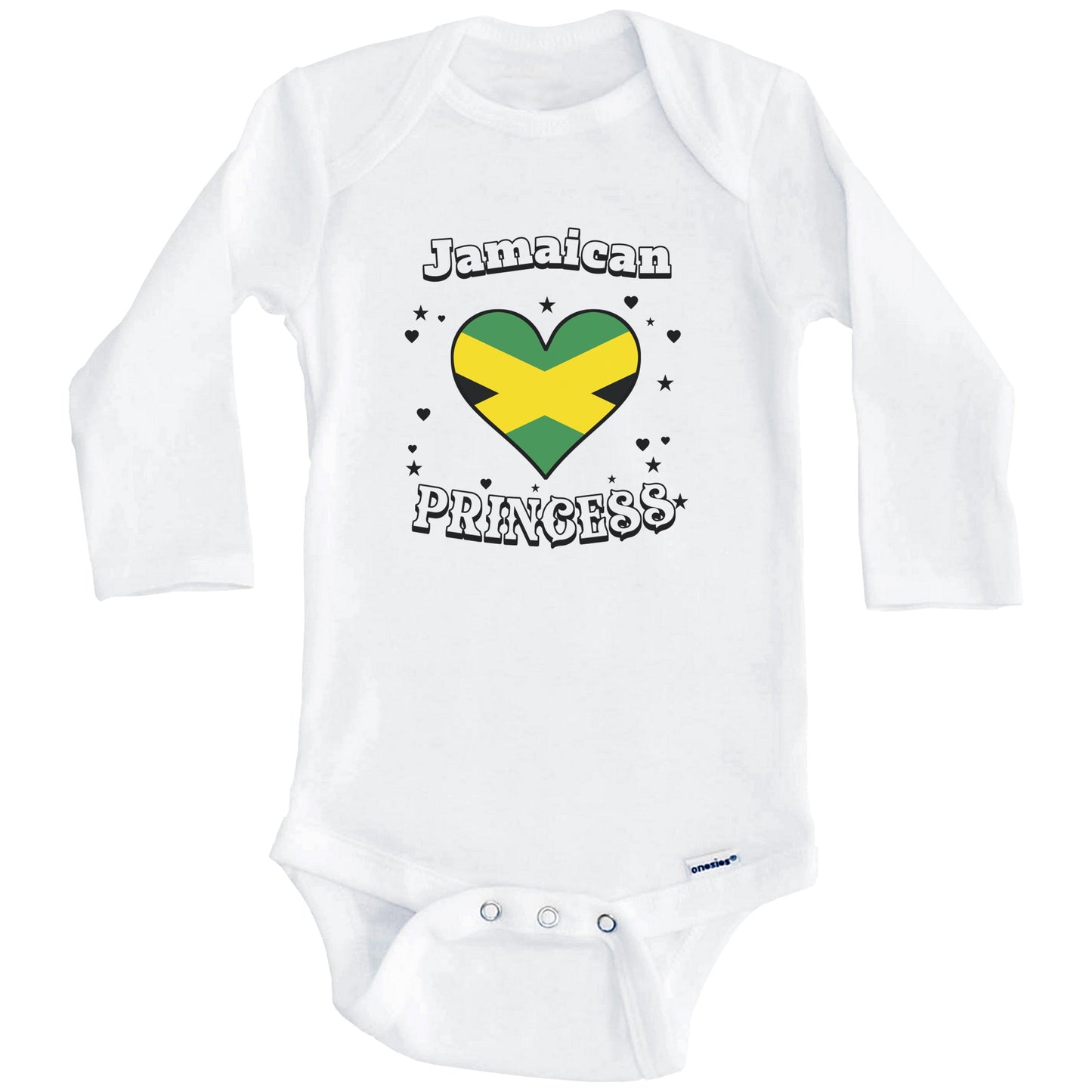 Jamaican Princess Jamaica Flag Heart Baby Girl Bodysuit (Long Sleeves)