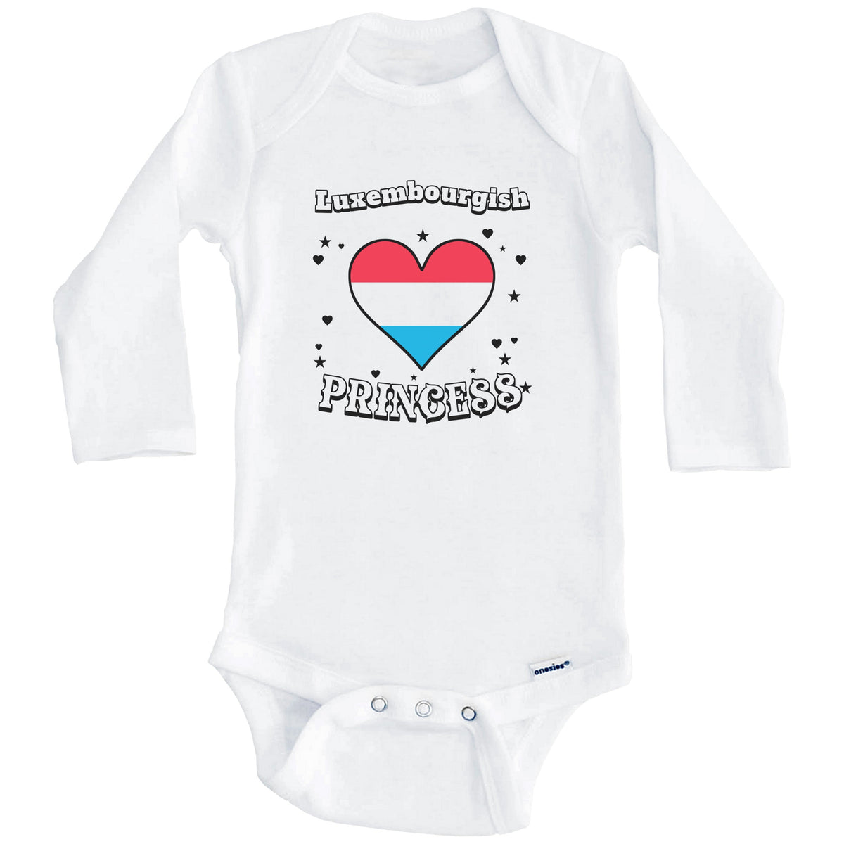Luxembourgish Princess Luxembourg Flag Heart Baby Girl Bodysuit (Long Sleeves)