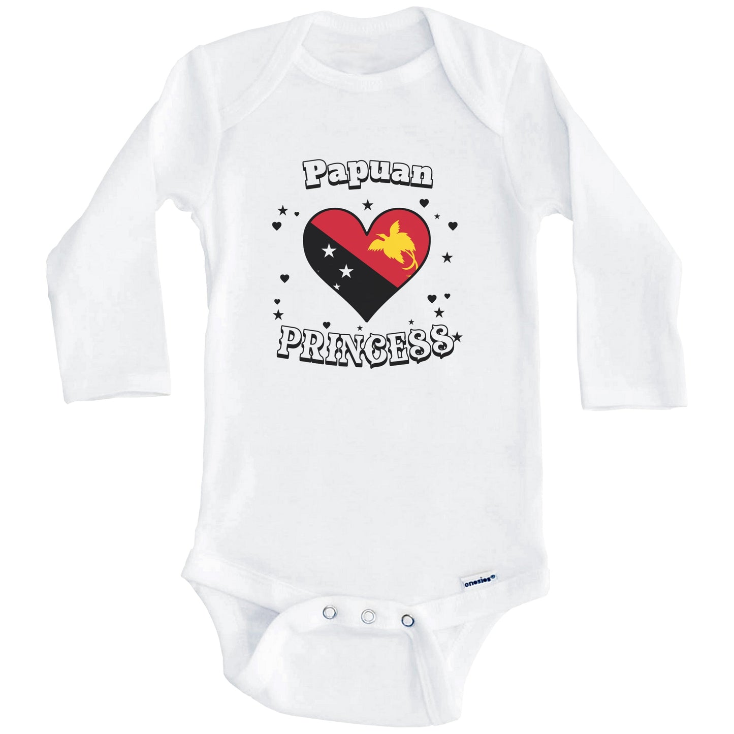 Papuan Princess Papua New Guinea Flag Heart Baby Girl Bodysuit (Long Sleeves)
