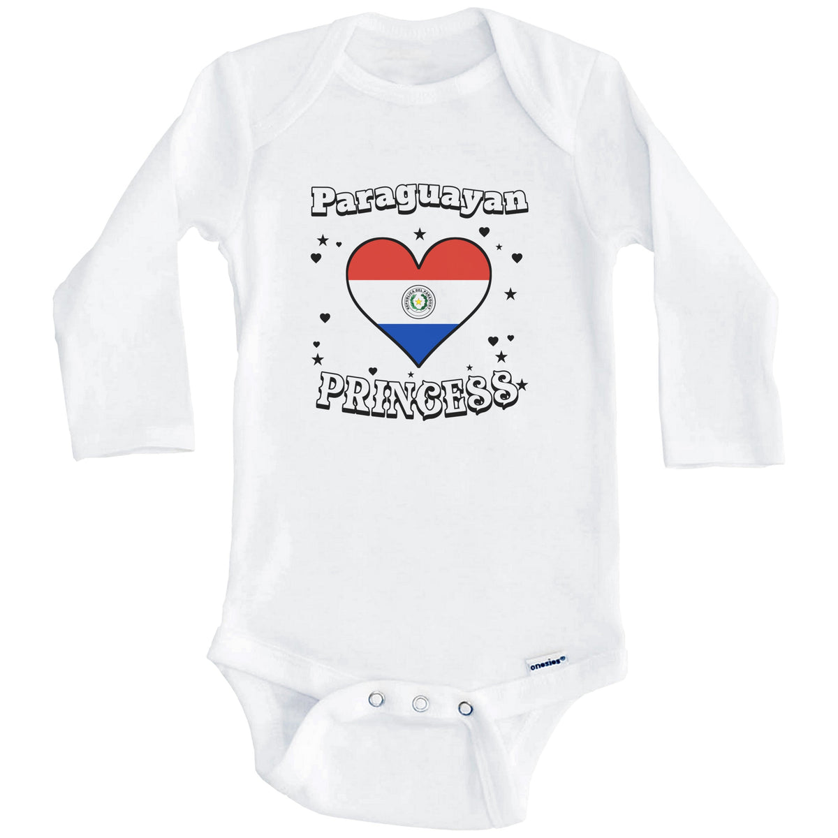 Paraguayan Princess Paraguay Flag Heart Baby Girl Bodysuit (Long Sleeves)