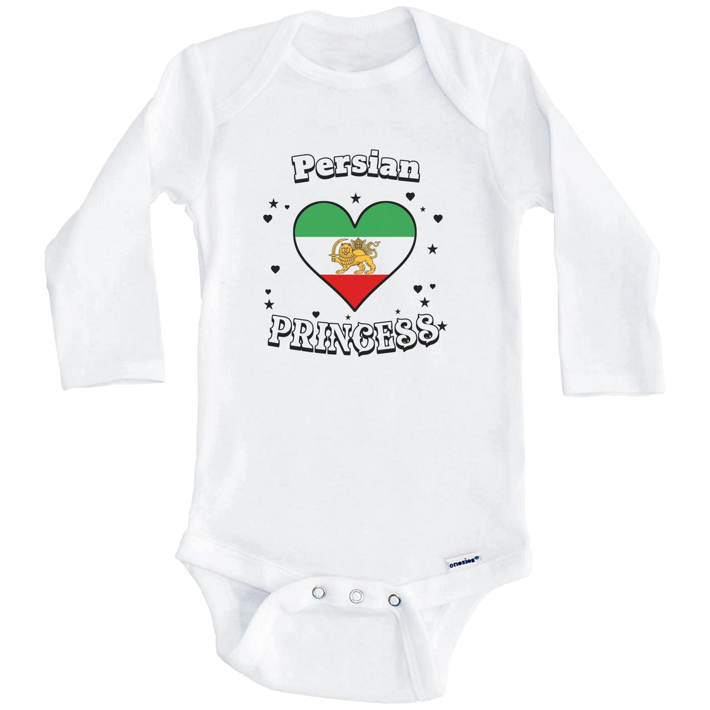Persian Princess Persia Flag Heart Baby Girl Bodysuit (Long Sleeves)