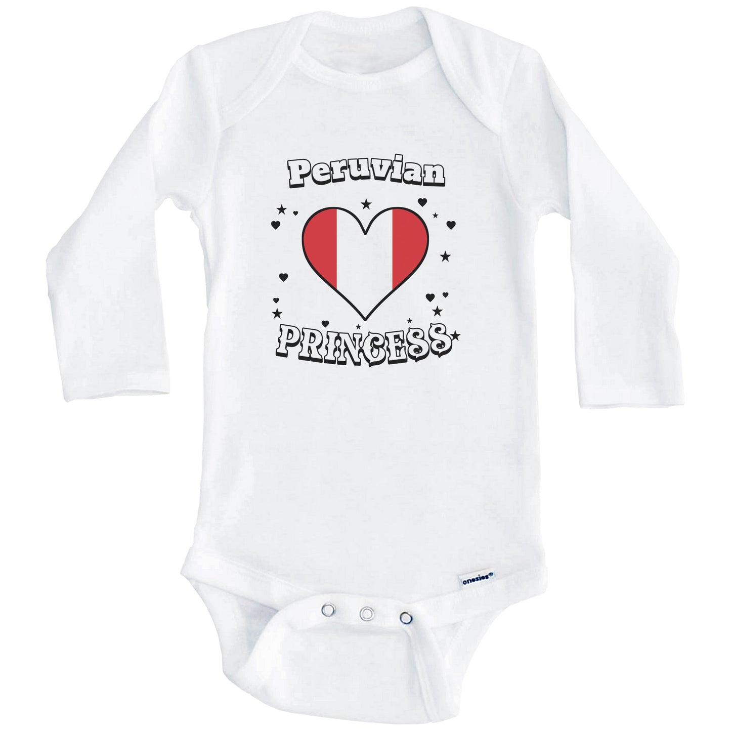 Peruvian Princess Peru Flag Heart Baby Girl Bodysuit (Long Sleeves)