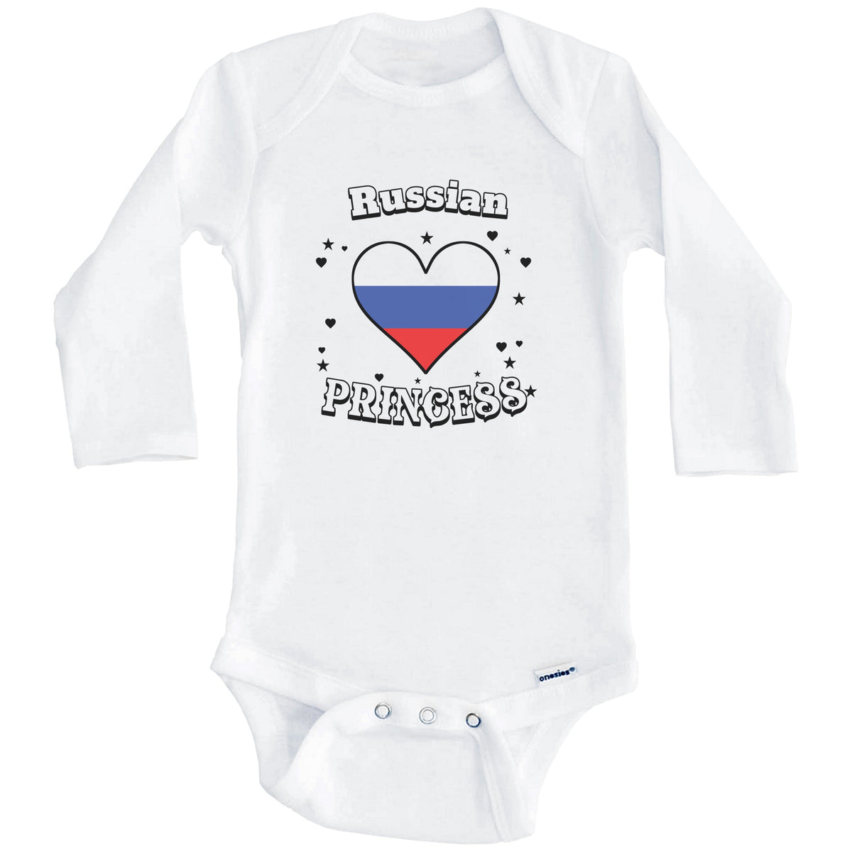 Russian Princess Russia Flag Heart Baby Girl Bodysuit (Long Sleeves)