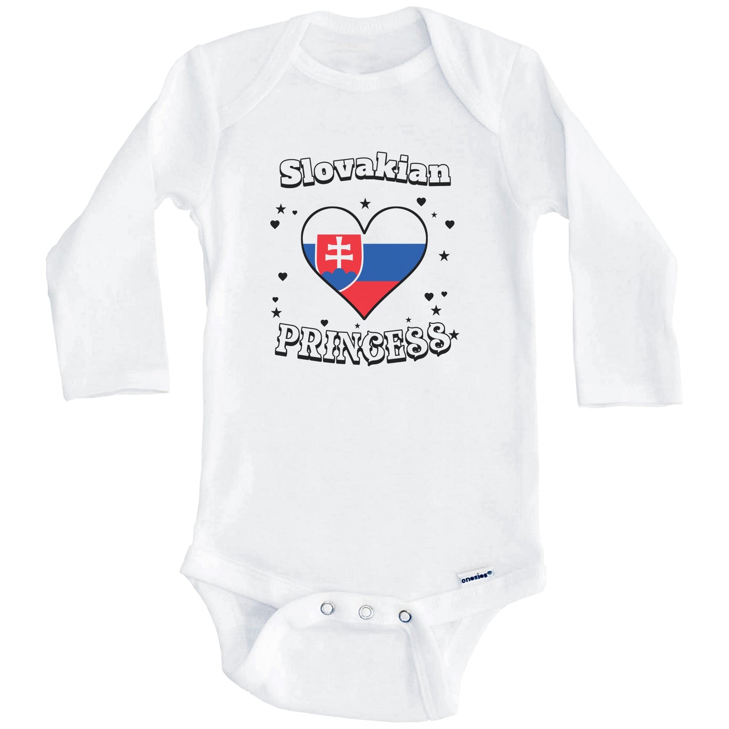Slovakian Princess Slovakia Flag Heart Baby Girl Bodysuit (Long Sleeves)