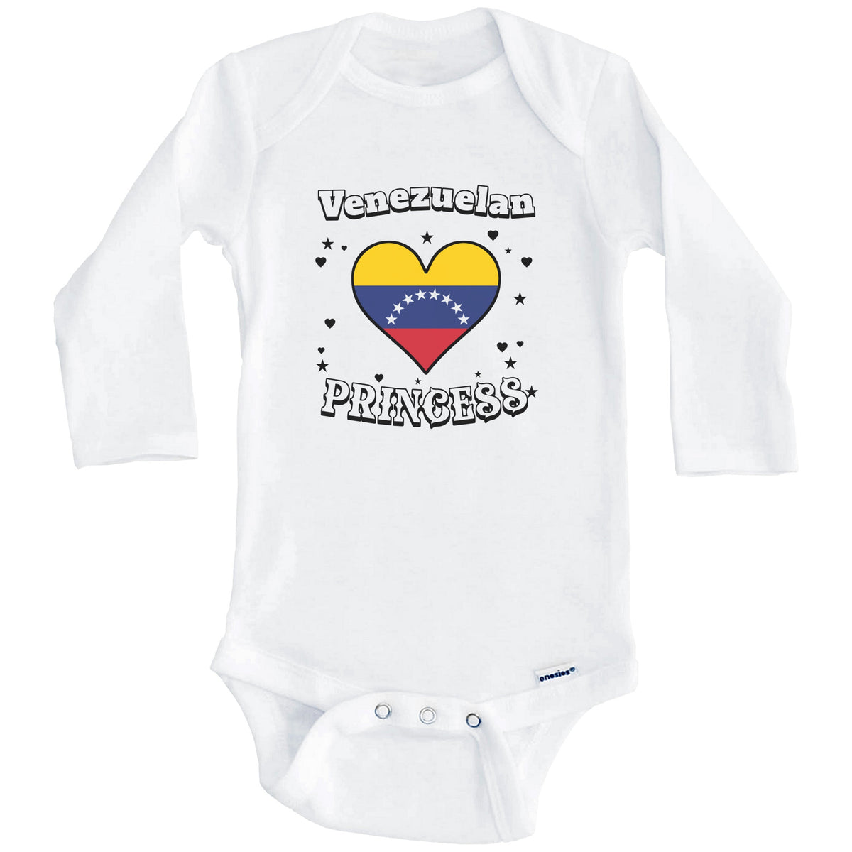 Venezuelan Princess Venezuela Flag Heart Baby Girl Bodysuit (Long Sleeves)