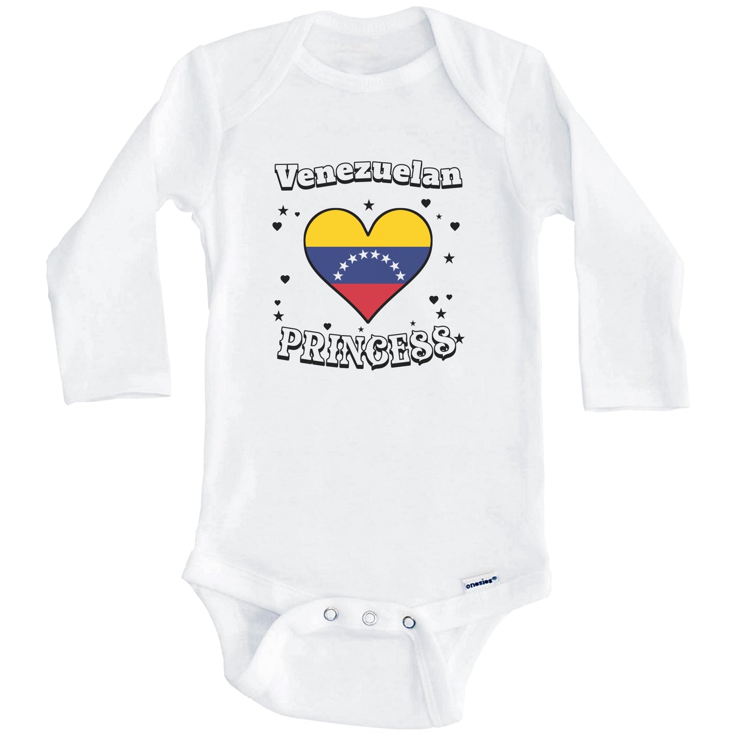 Venezuelan Princess Venezuela Flag Heart Baby Girl Bodysuit (Long Sleeves)