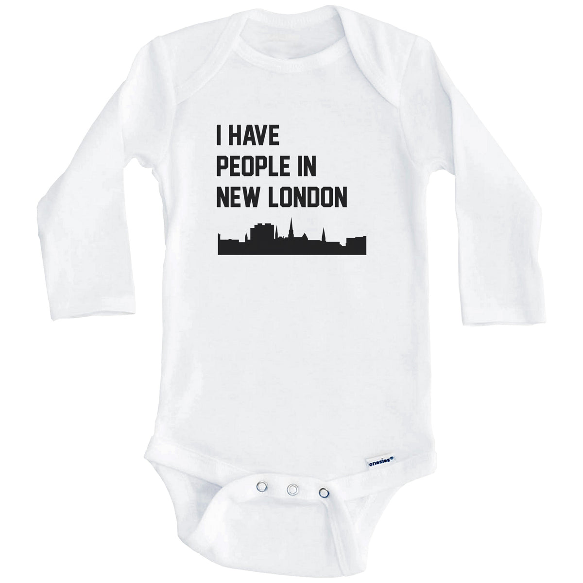 I Have People In New London Connecticut Skyline Baby Bodysuit (Long Sleeves)