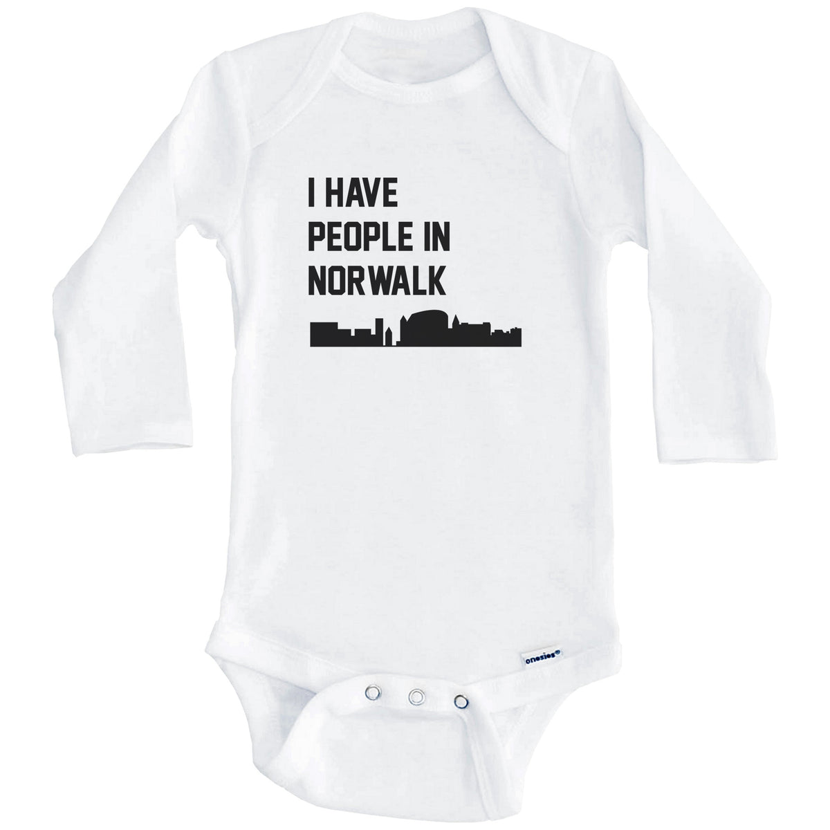 I Have People In Norwalk Connecticut Skyline Baby Bodysuit (Long Sleeves)