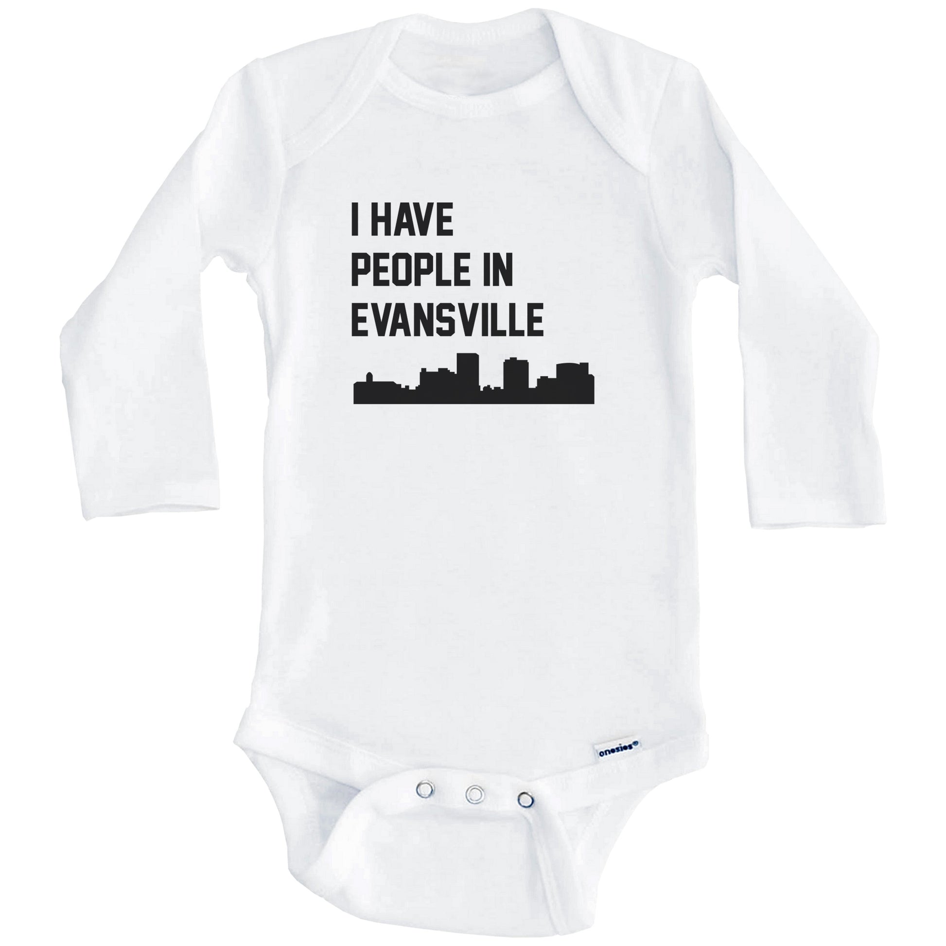 I Have People In Evansville Indiana Skyline Baby Bodysuit (Long Sleeves)