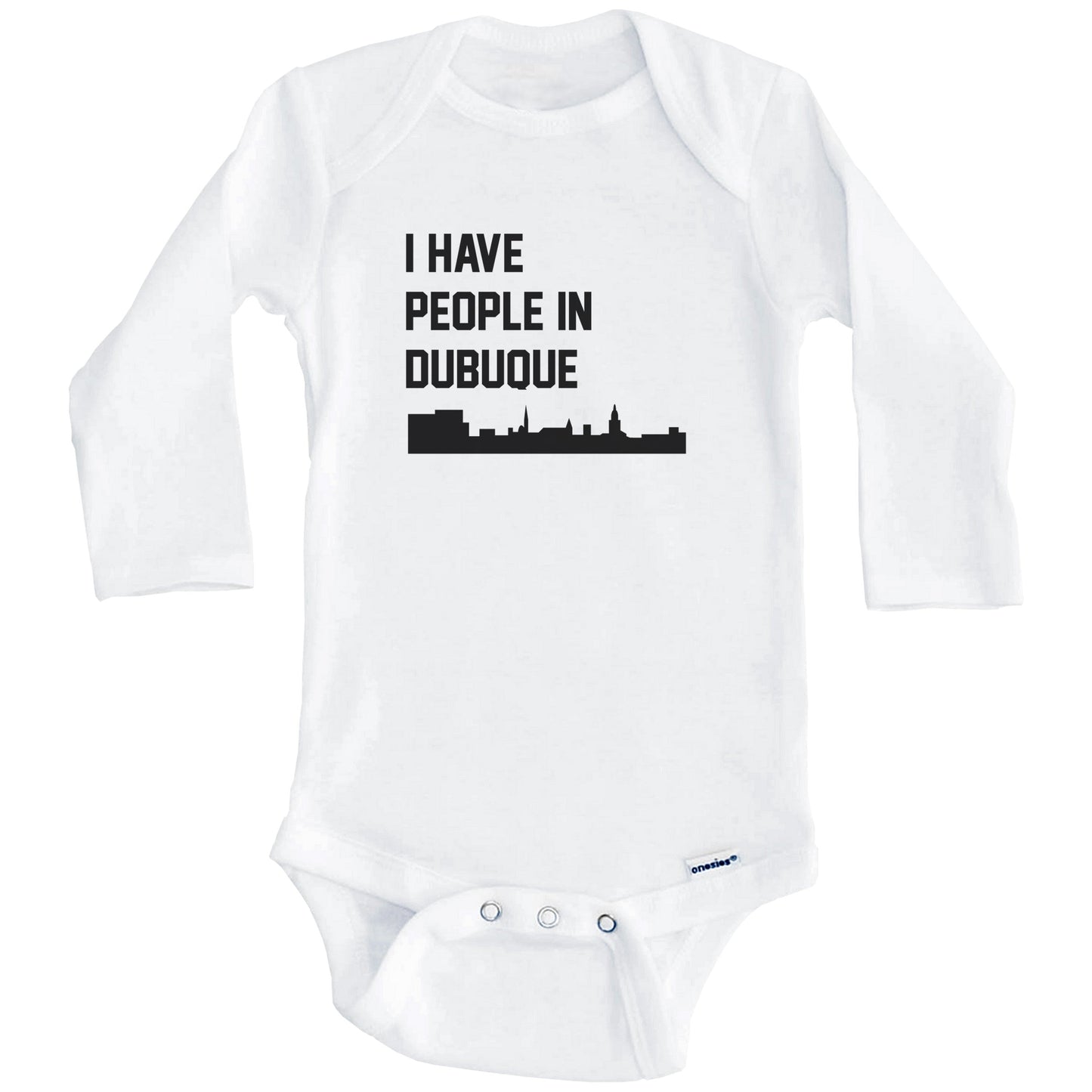I Have People In Dubuque Iowa Skyline Baby Bodysuit (Long Sleeves)
