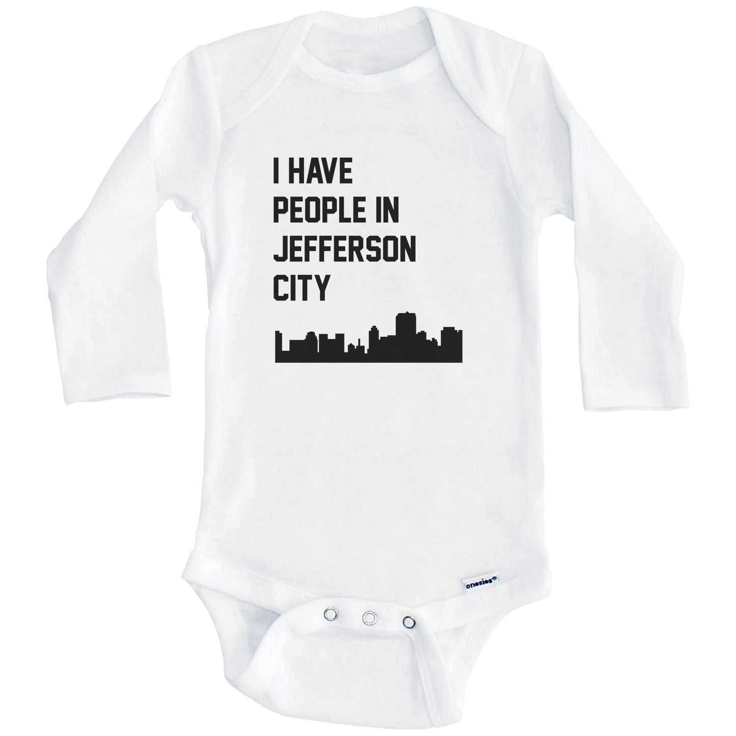 I Have People In Jefferson City Missouri Skyline Baby Bodysuit (Long Sleeves)