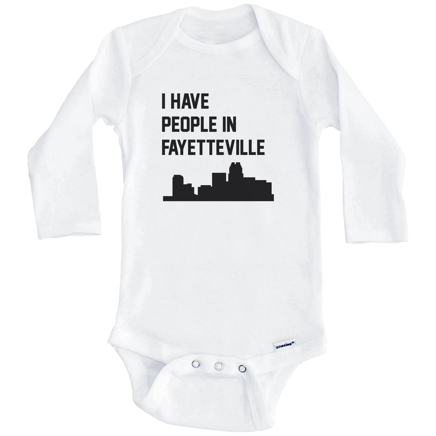 I Have People In Fayetteville North Carolina Skyline Baby Bodysuit (Long Sleeves)