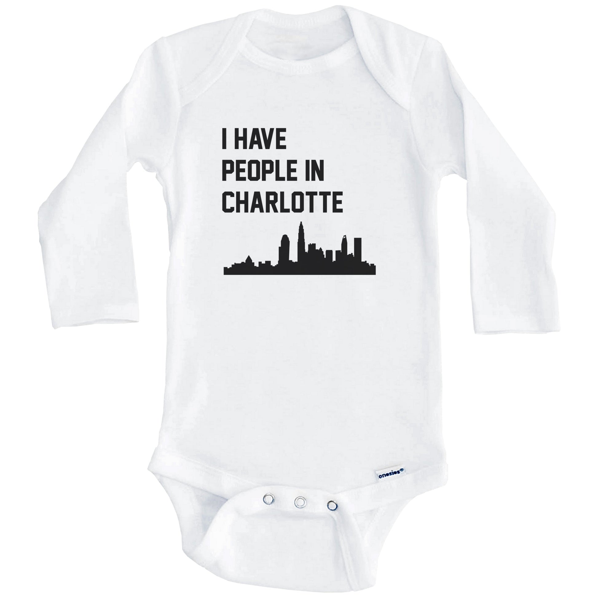 I Have People In Charlotte North Carolina Skyline Baby Bodysuit (Long Sleeves)