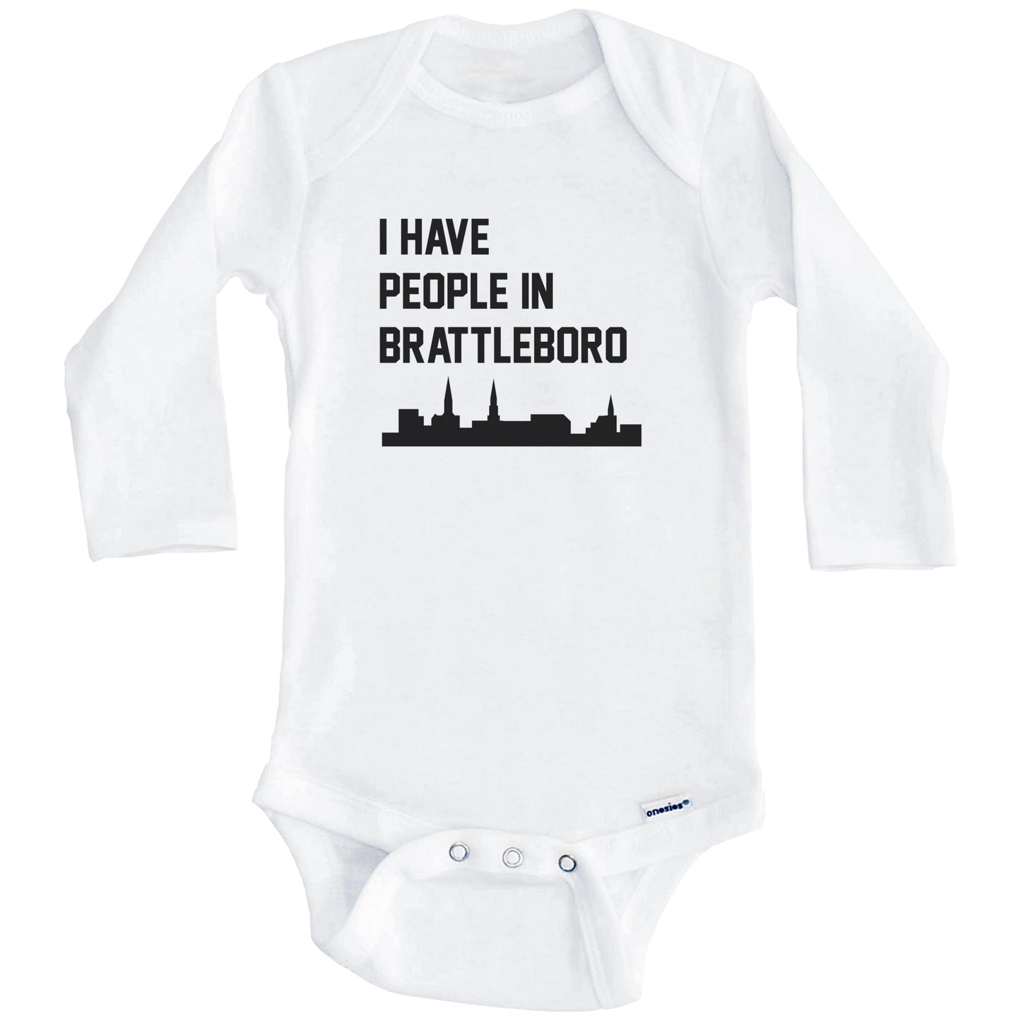 I Have People In Brattleboro Vermont Skyline Baby Bodysuit (Long Sleeves)