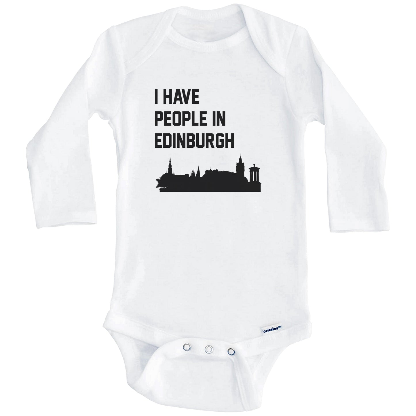 I Have People In Edinburgh Scotland Skyline Baby Bodysuit (Long Sleeves)