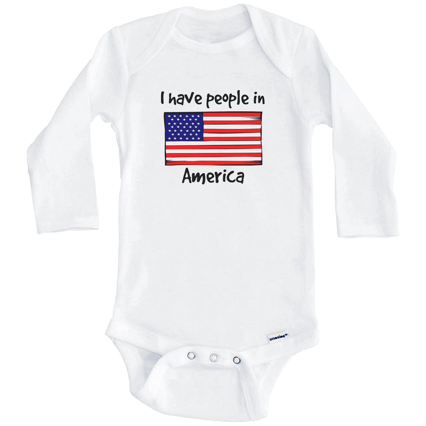 I Have People In America American Flag Baby Bodysuit (Long Sleeves)