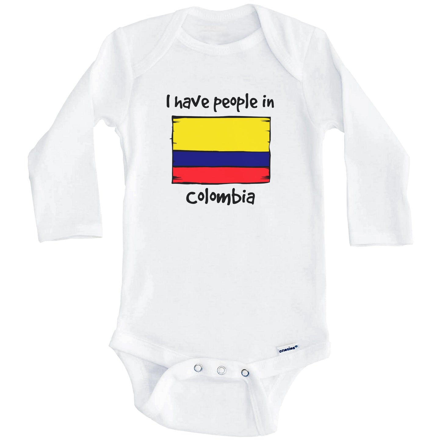 I Have People In Colombia Colombian Flag Baby Bodysuit (Long Sleeves)
