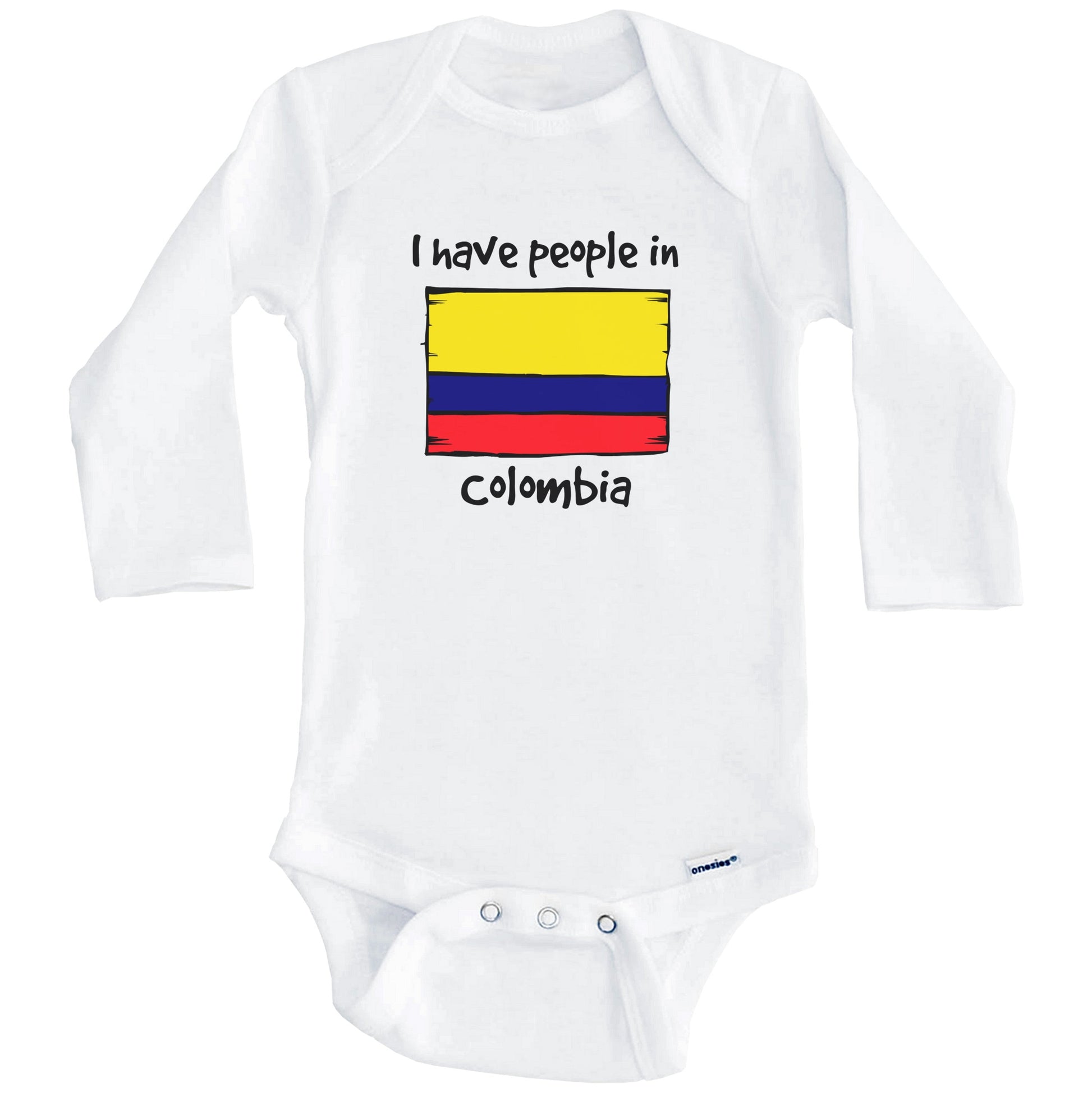 I Have People In Colombia Colombian Flag Baby Bodysuit (Long Sleeves)