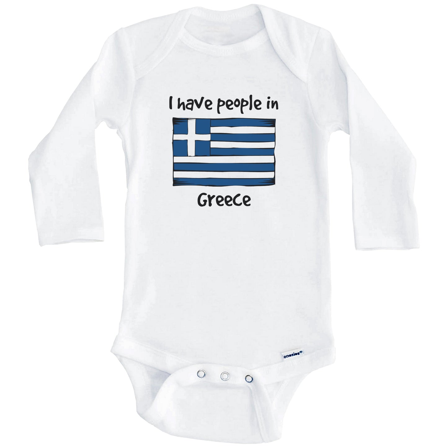 I Have People In Greece Greek Flag Baby Bodysuit (Long Sleeves)