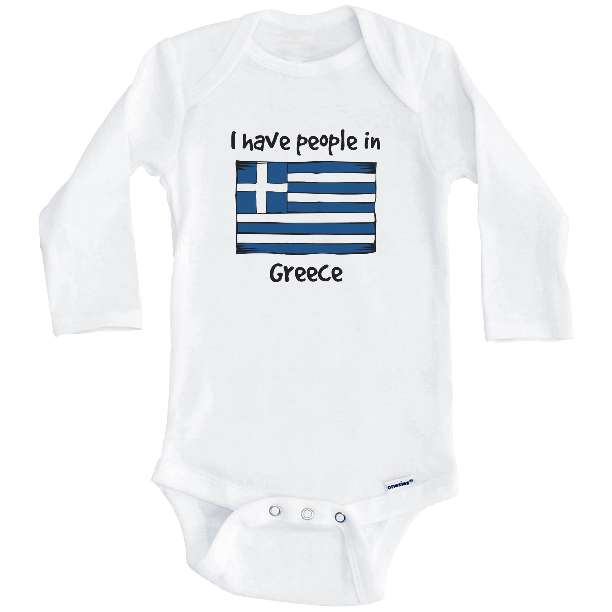 I Have People In Greece Greek Flag Baby Bodysuit (Long Sleeves)