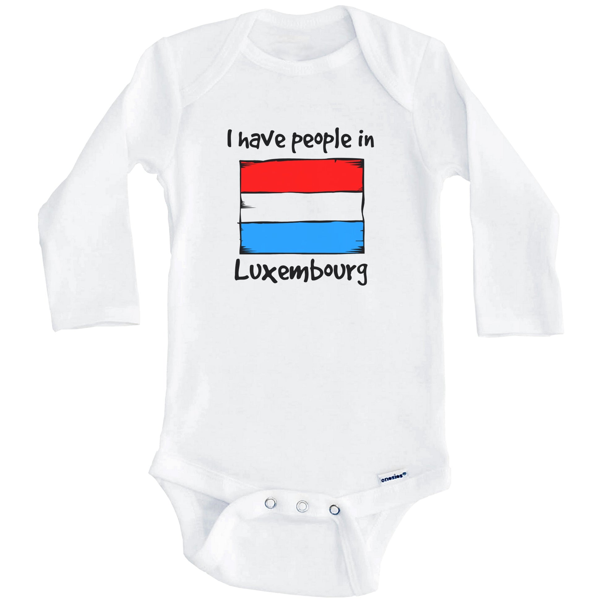 I Have People In Luxembourg Luxembourgish Flag Baby Bodysuit (Long Sleeves)