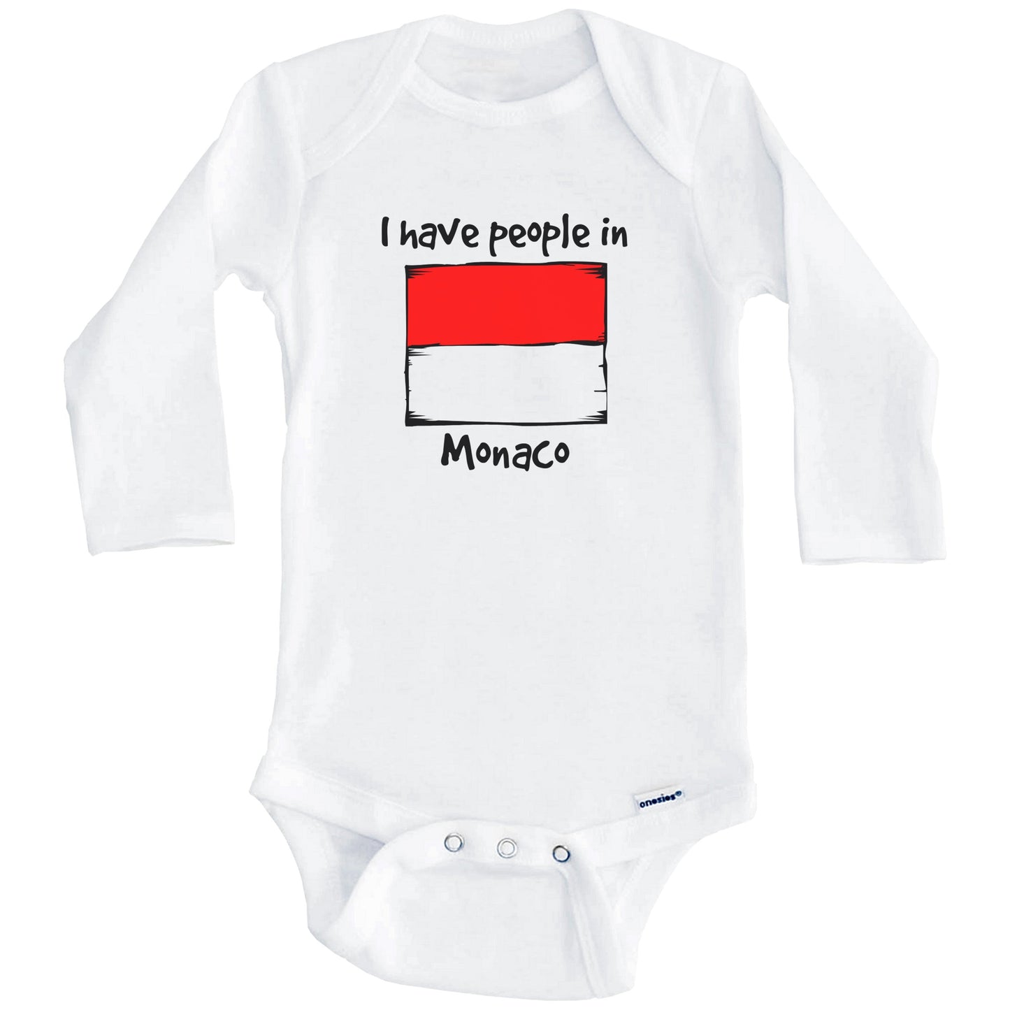 I Have People In Monaco Monacan Flag Baby Bodysuit (Long Sleeves)