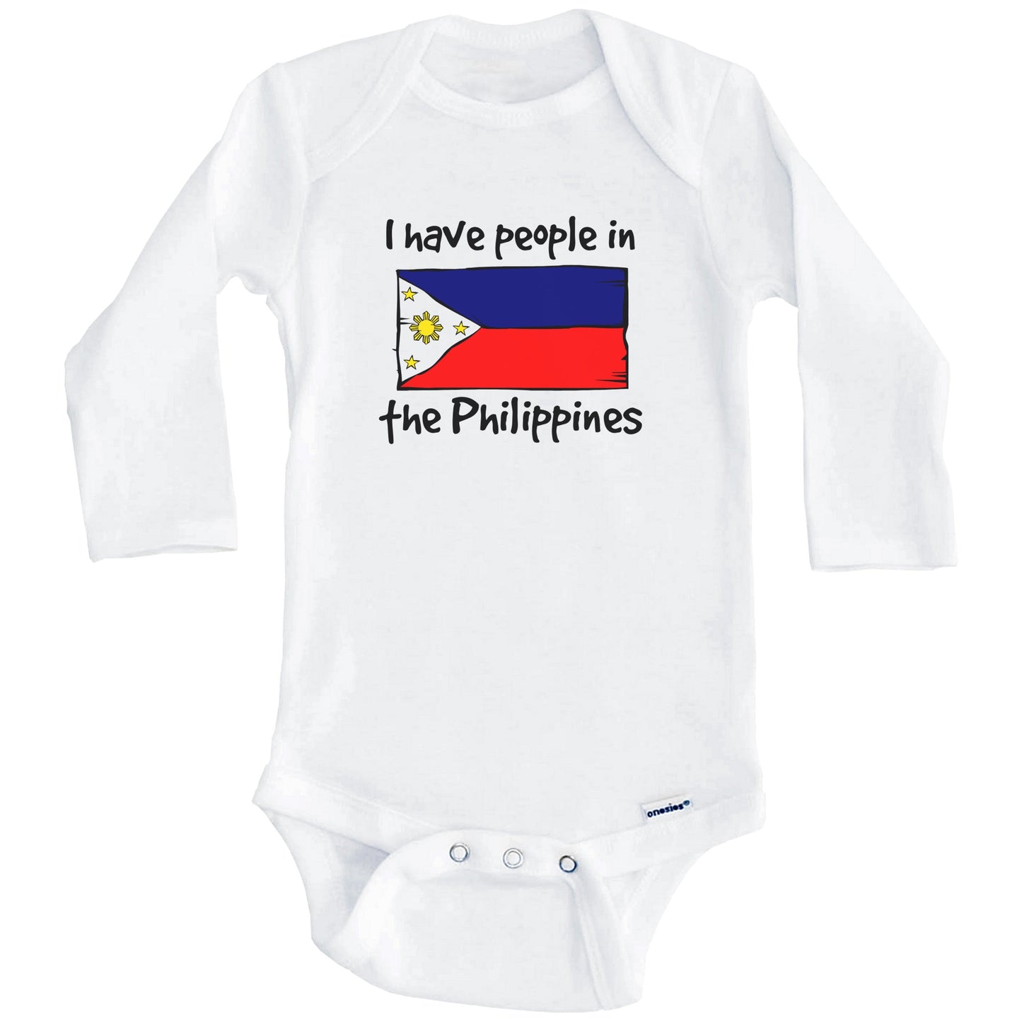 I Have People In the Philippines Filipino Flag Baby Bodysuit (Long Sleeves)