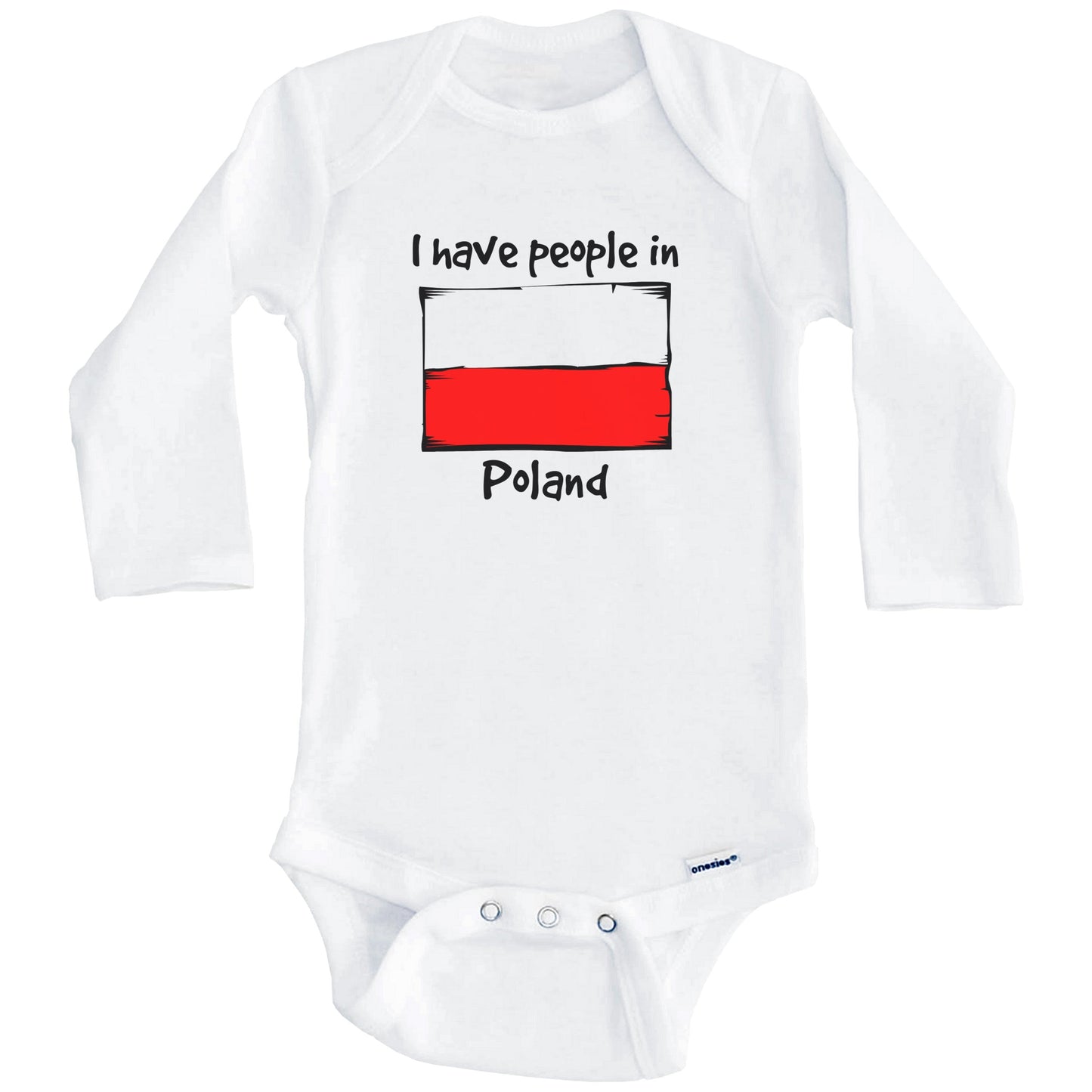 I Have People In Poland Polish Flag Baby Bodysuit (Long Sleeves)