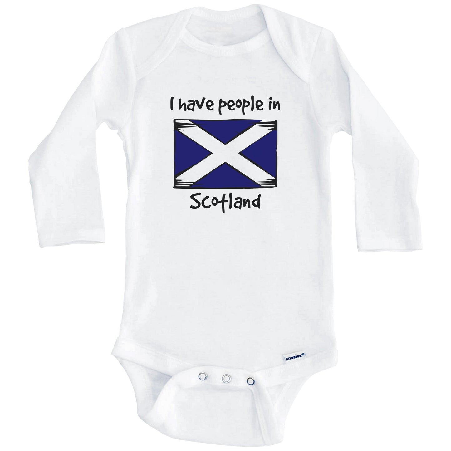 I Have People In Scotland Scottish Flag Baby Bodysuit (Long Sleeves)