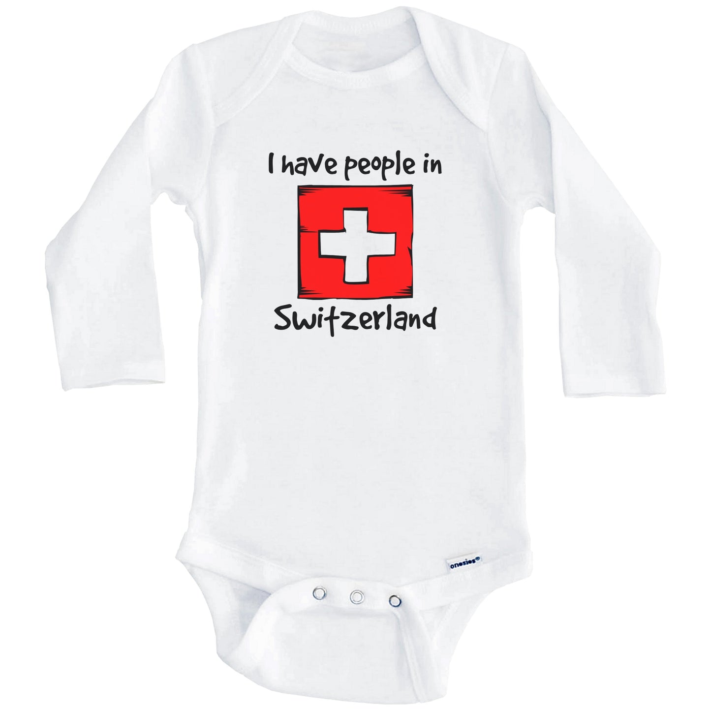 I Have People In Switzerland Swiss Flag Baby Bodysuit (Long Sleeves)