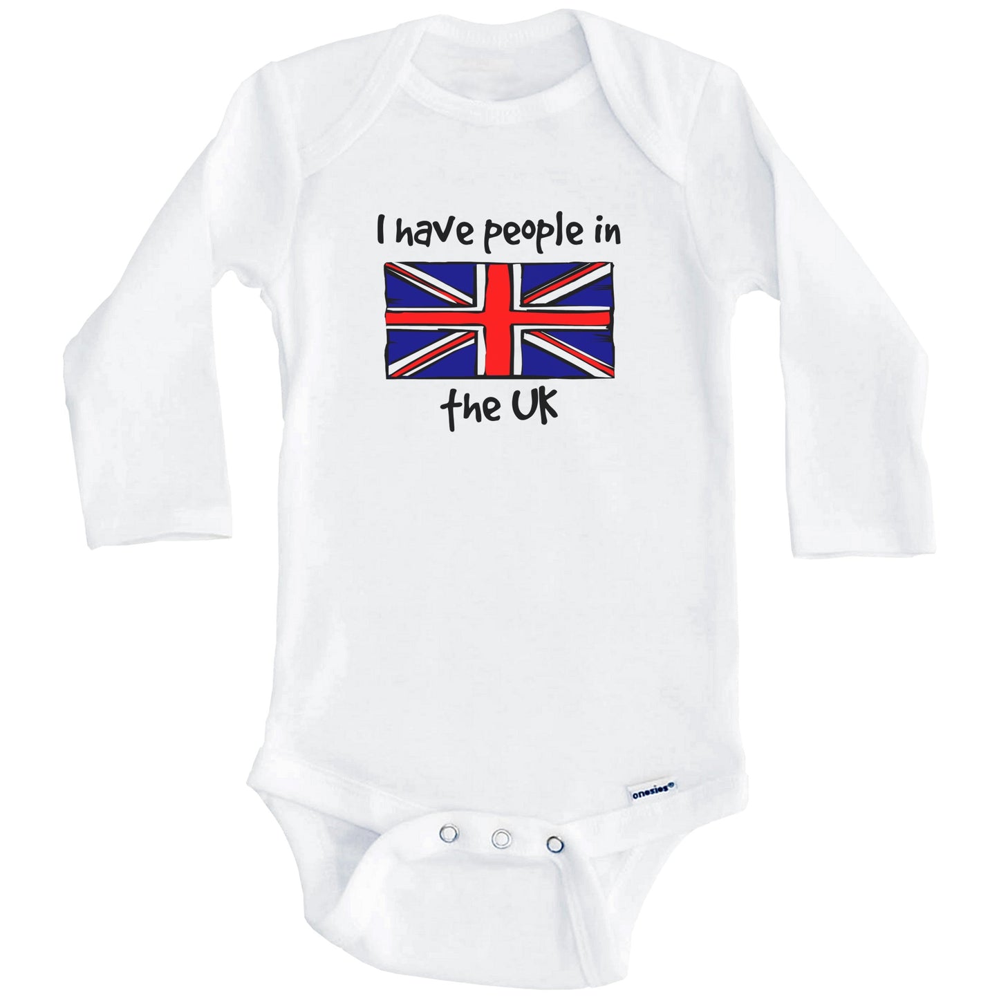 I Have People In the UK British Flag Baby Bodysuit (Long Sleeves)