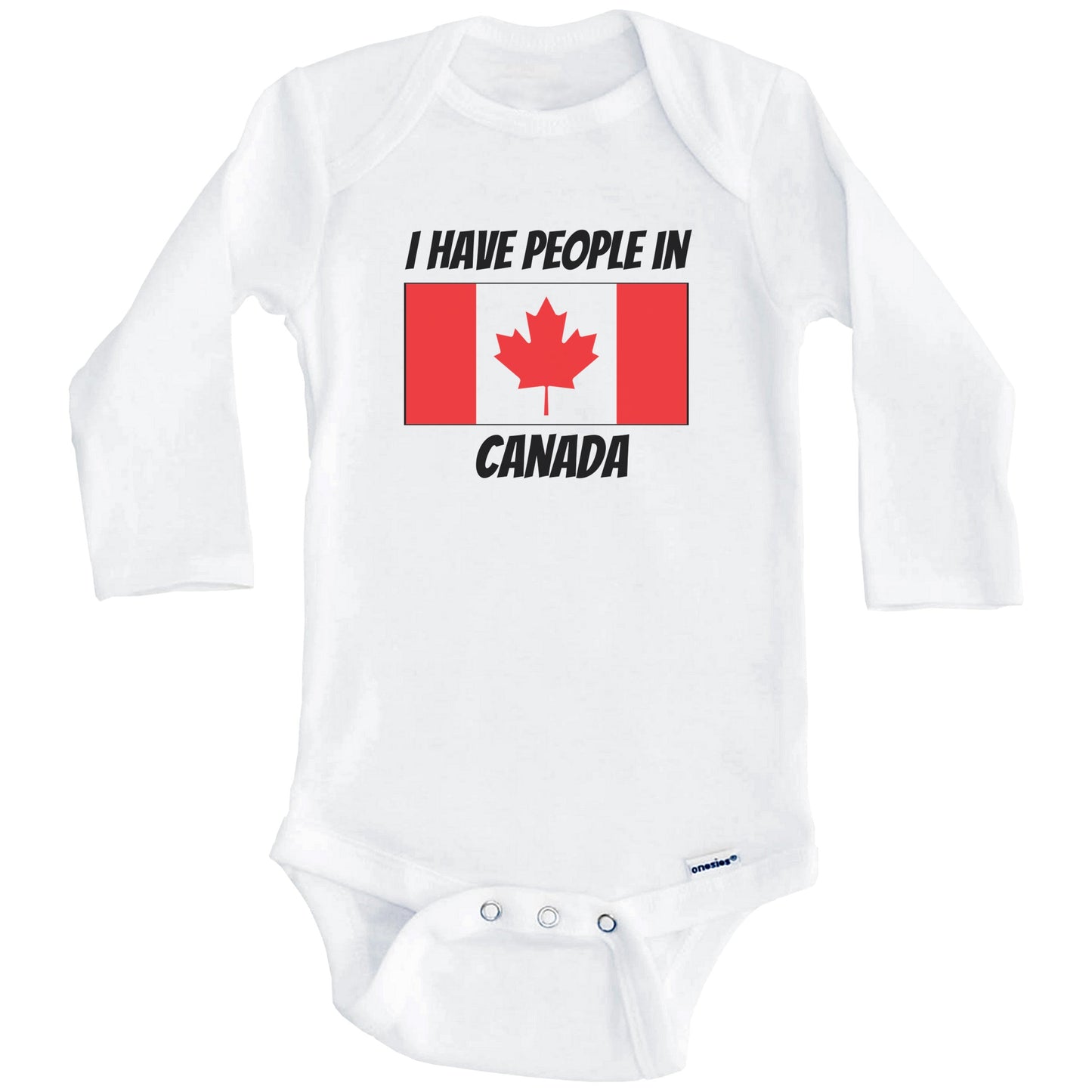 Canadian Flag I Have People In Canada Baby Bodysuit (Long Sleeves)