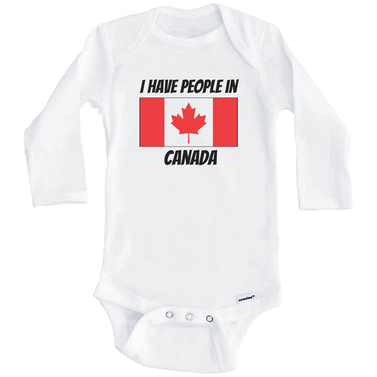 Canadian Flag I Have People In Canada Baby Bodysuit (Long Sleeves)