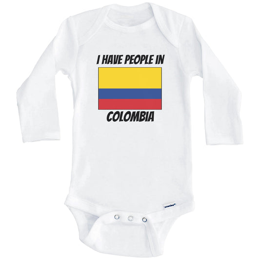 Colombian Flag I Have People In Colombia Baby Bodysuit (Long Sleeves)