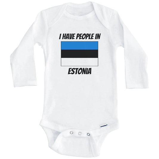 Estonian Flag I Have People In Estonia Baby Bodysuit (Long Sleeves)