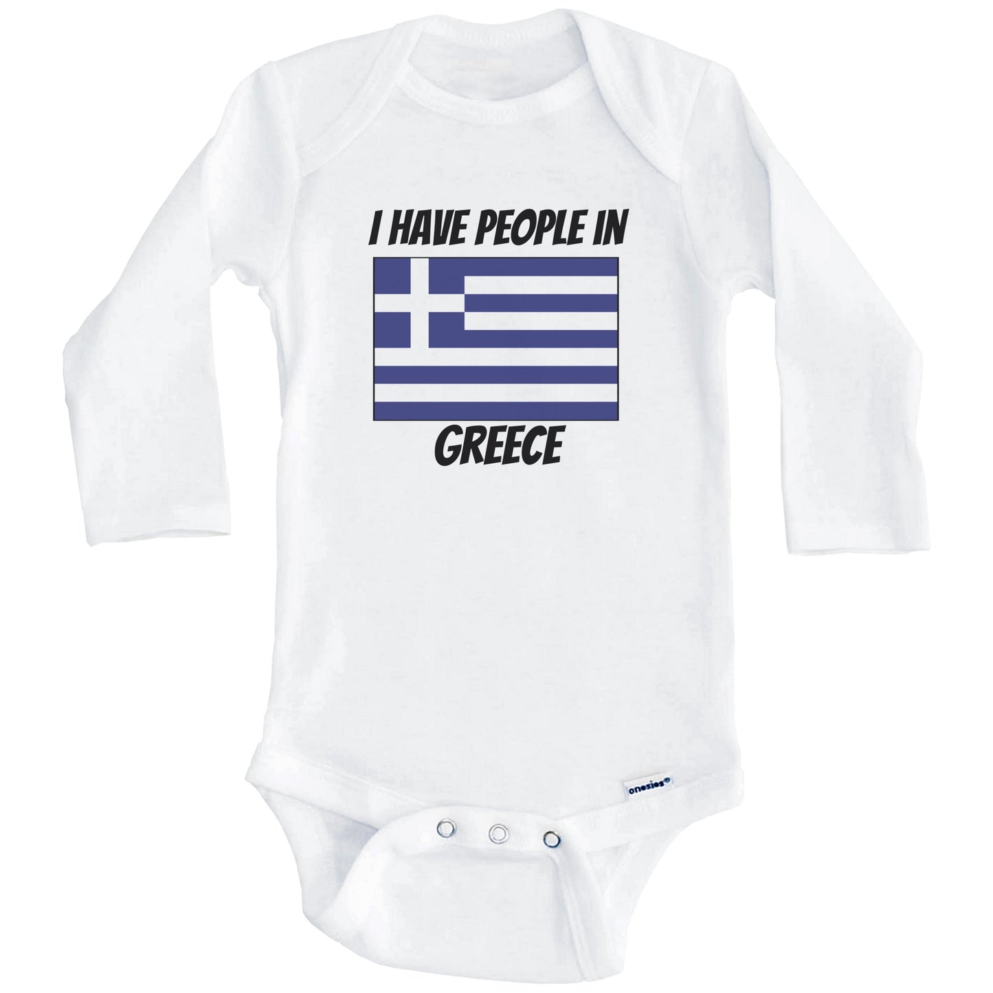 Greek Flag I Have People In Greece Baby Bodysuit (Long Sleeves)